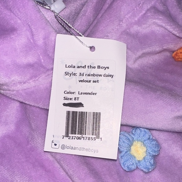 Girls Purple 3D Rainbow Daisy Velour Floral Floral Hoodie and Pants Set - Picture 7 of 7